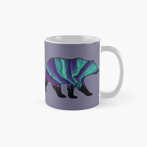Item preview, Brown Bear Silhouette - Northern Lights - Storm Gray designed and sold by EcoElsa.