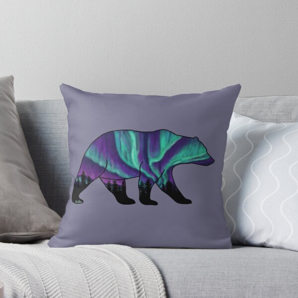 Item preview, Brown Bear Silhouette - Northern Lights - Storm Gray designed and sold by EcoElsa.