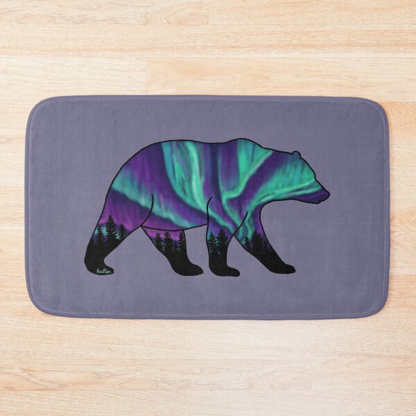 Item preview, Brown Bear Silhouette - Northern Lights - Storm Gray designed and sold by EcoElsa.