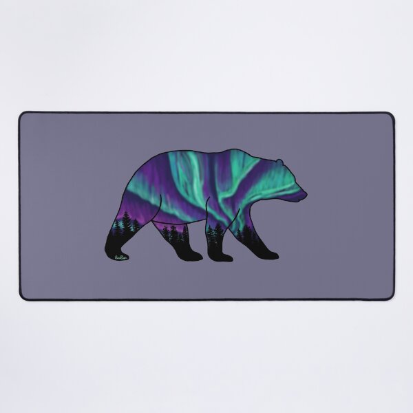 Item preview, Brown Bear Silhouette - Northern Lights - Storm Gray designed and sold by EcoElsa.