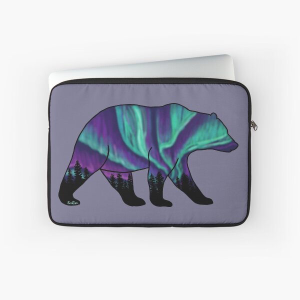 Item preview, Brown Bear Silhouette - Northern Lights - Storm Gray designed and sold by EcoElsa.