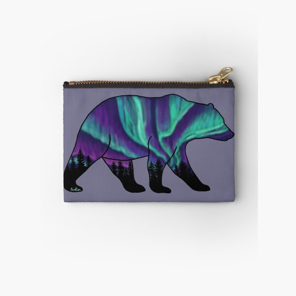 Item preview, Brown Bear Silhouette - Northern Lights - Storm Gray designed and sold by EcoElsa.