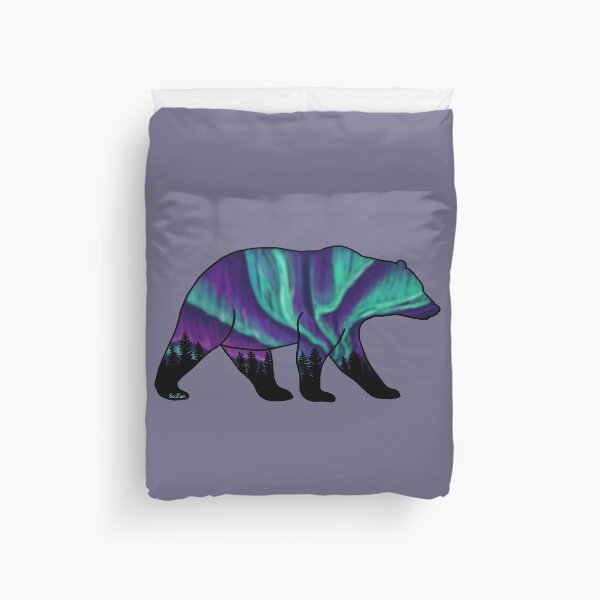 Item preview, Brown Bear Silhouette - Northern Lights - Storm Gray designed and sold by EcoElsa.