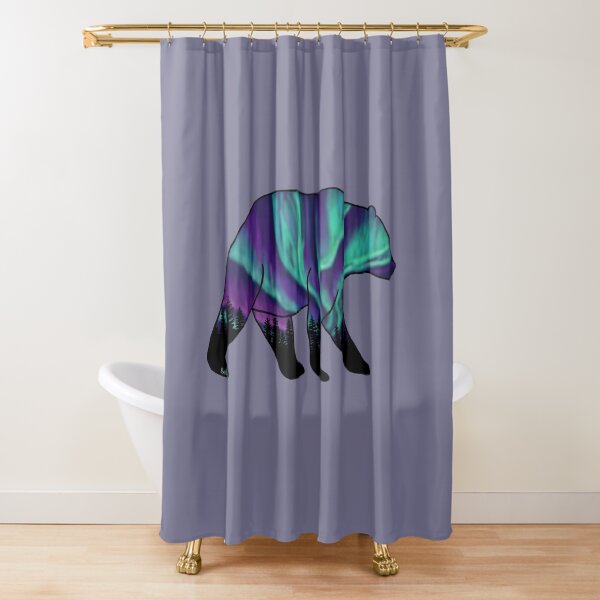 Item preview, Brown Bear Silhouette - Northern Lights - Storm Gray designed and sold by EcoElsa.