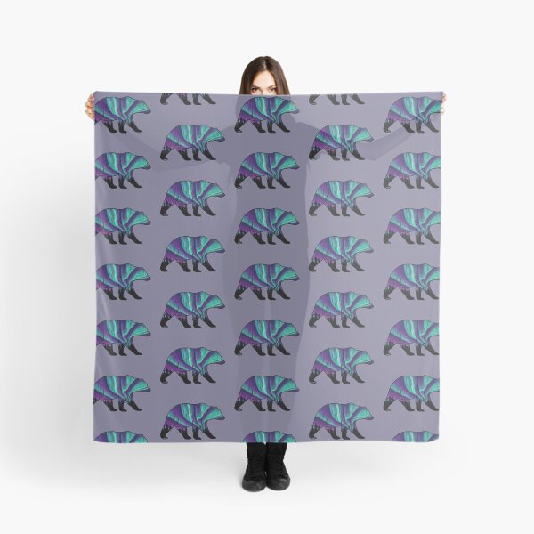 Item preview, Brown Bear Silhouette - Northern Lights - Storm Gray designed and sold by EcoElsa.
