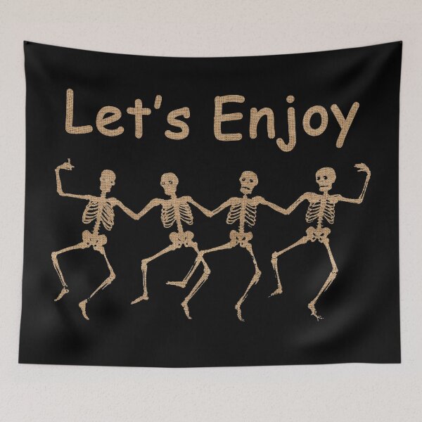 Item preview, Burlap Textured Skeletons Dancing Party designed and sold by LashCreations.
