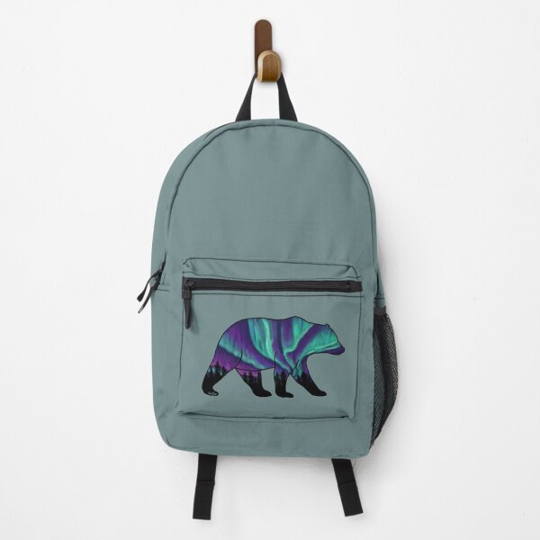 Item preview, Brown Bear Silhouette - Northern Lights - Aegean Teal designed and sold by EcoElsa.