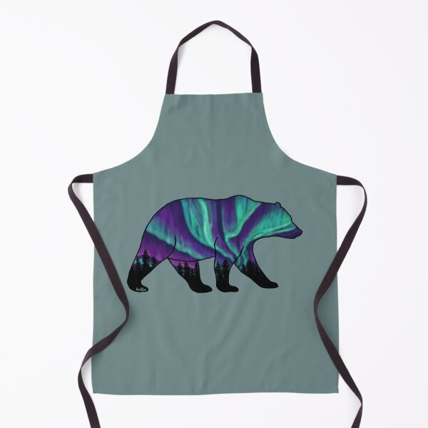 Item preview, Brown Bear Silhouette - Northern Lights - Aegean Teal designed and sold by EcoElsa.
