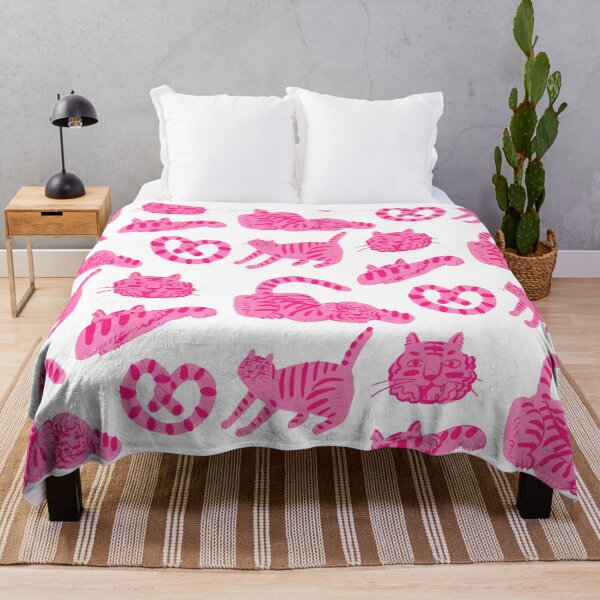 Pink Tigers Allover Throw Blanket