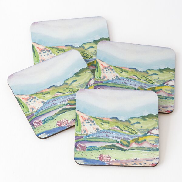 Item preview, Watercolor Painting Mountain with Red House (ca. 1913) by Charles Demuth designed and sold by Designedbysm.