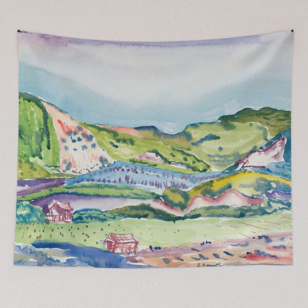 Item preview, Watercolor Painting Mountain with Red House (ca. 1913) by Charles Demuth designed and sold by Designedbysm.