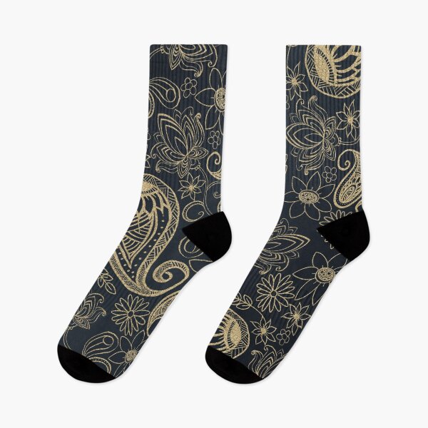 Item preview, Classy Gray Gold Glitter Paisley Floral Pattern designed and sold by InovArtS.