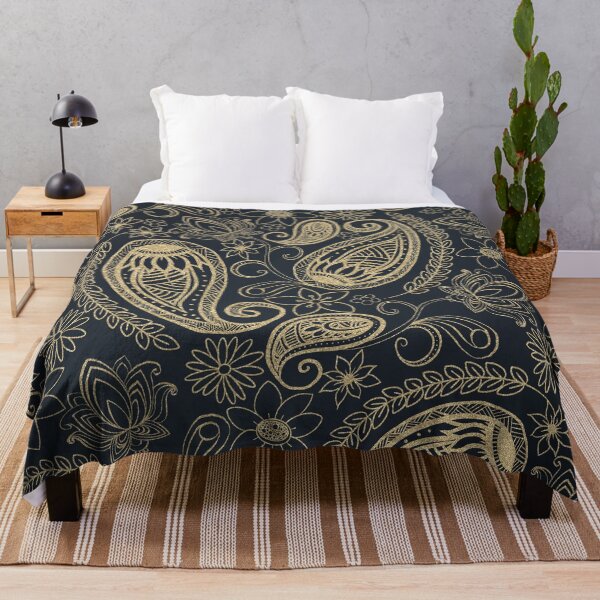 Item preview, Classy Gray Gold Glitter Paisley Floral Pattern designed and sold by InovArtS.