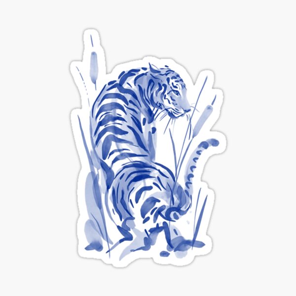 Blue and White Tiger  Sticker