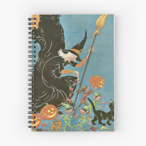 Item preview, Vintage Halloween Witch Pumpkins Elf’s and Cat Illustration  designed and sold by Bellathewilde.
