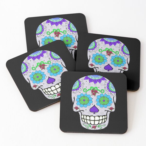 Item preview, Aqua Flower Eyes Sugar Skull designed and sold by CheriesArt.