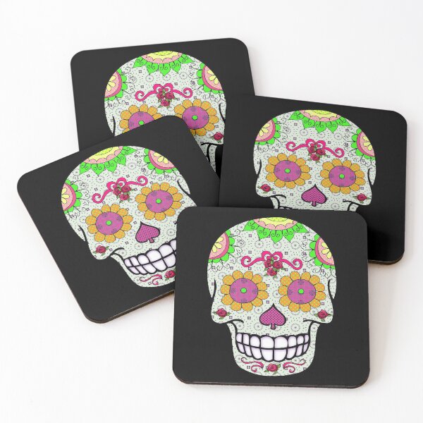 Item preview, Yellow and Pink Flowers Sugar Skull designed and sold by CheriesArt.