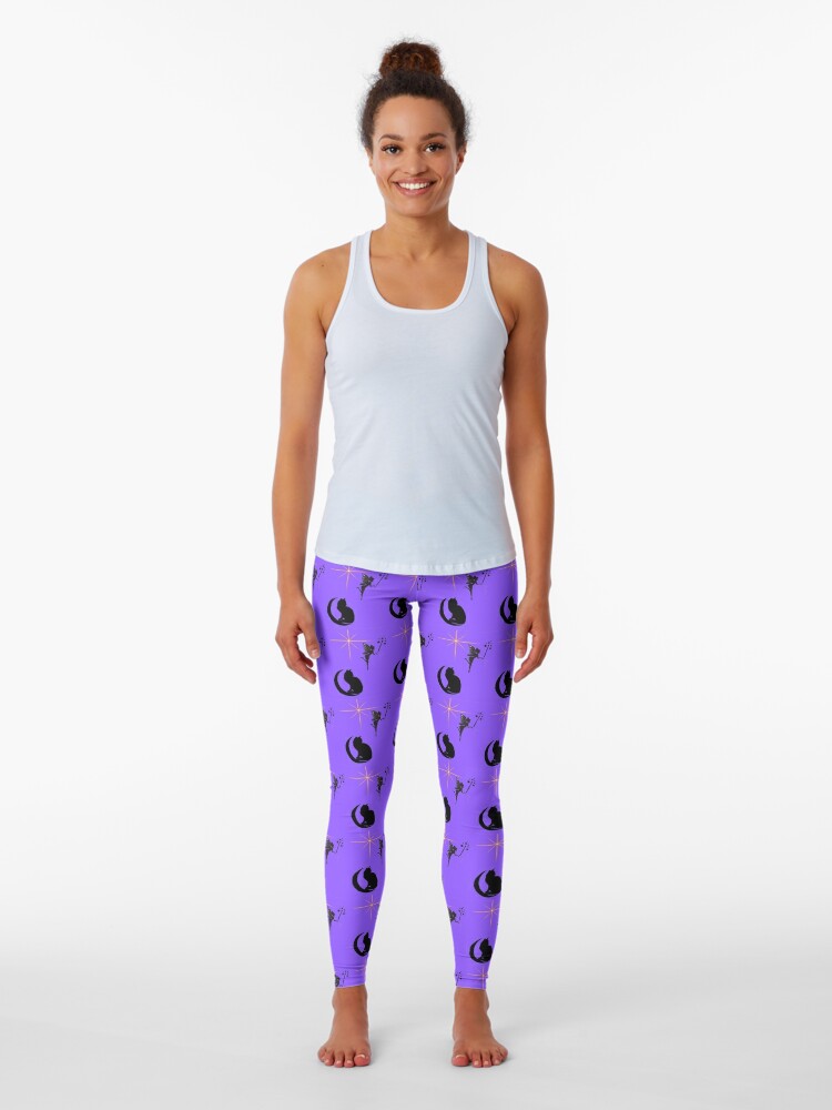 Cute Black Cat on Moon With Fairy Magic in the Background Leggings for  Sale by ziggistar