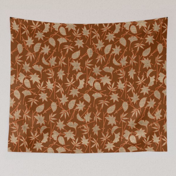 Item preview, Burlap Textured Autumn Leaves Seamless Pattern designed and sold by LashCreations.