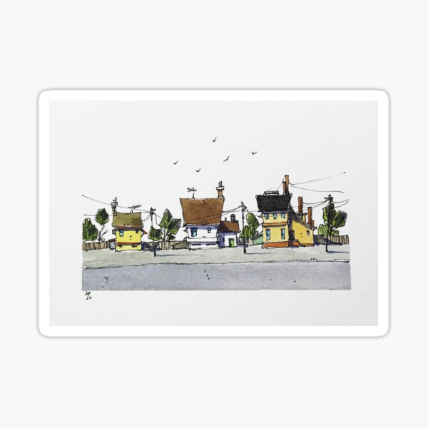 Item preview, Line and Wash watercolor street scene designed and sold by NilRochaArt.