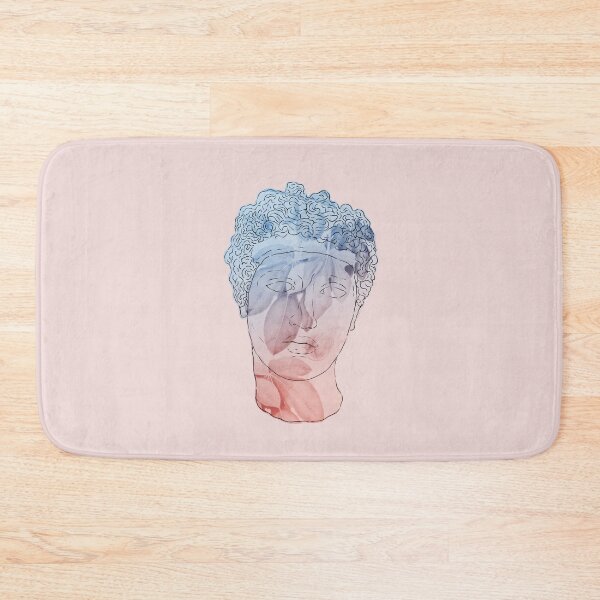 Item preview, Antique Roman head sculpture with pink and blue gradient and floral overlay. designed and sold by helga-wigandt.