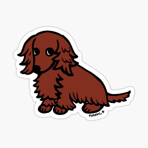 Cute Dachshund Red Long Haired Sticker