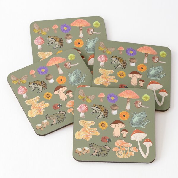 Item preview, Cottagecore Flowers, Frogs, Mushrooms, and Floral Pattern Collage designed and sold by MiaDelelai.