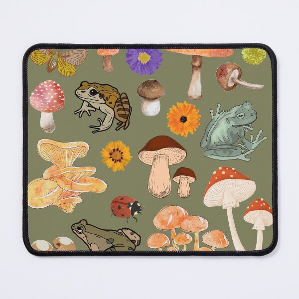 Item preview, Cottagecore Flowers, Frogs, Mushrooms, and Floral Pattern Collage designed and sold by MiaDelelai.