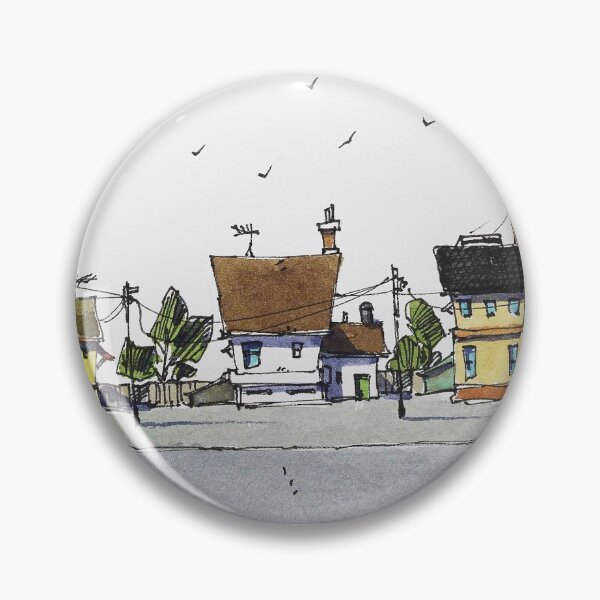 Item preview, Line and Wash watercolor street scene designed and sold by NilRochaArt.
