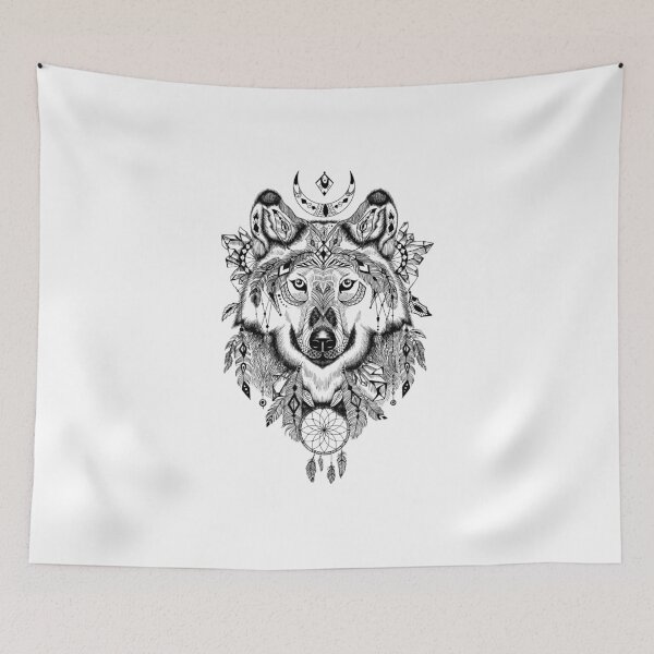 Item preview, Atrapasueños lobo tribal designed and sold by MusicSkateboard.