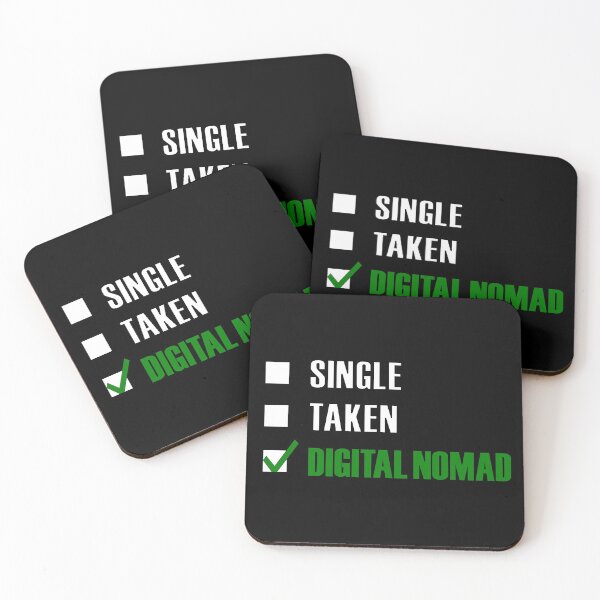 Item preview, Funny Essentials: Single Taken Digital Nomad Green tick check box - Sleek white typography design (dark mode) designed and sold by Deegital18.