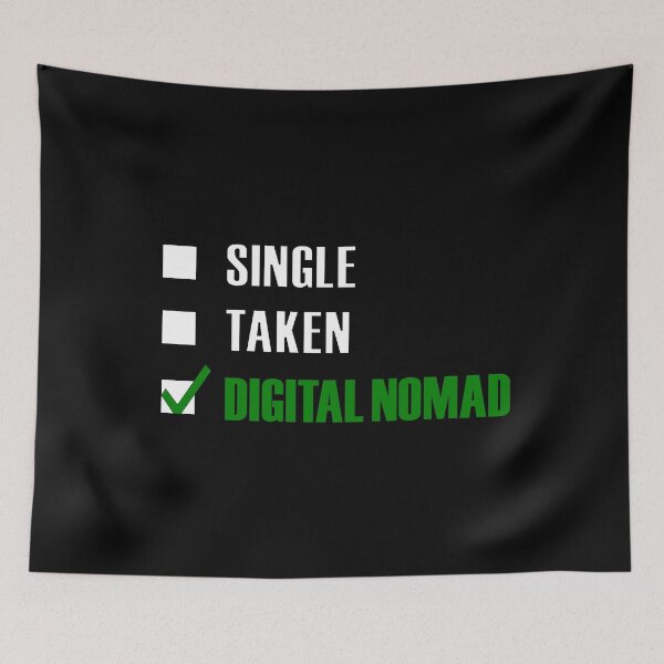 Item preview, Funny Essentials: Single Taken Digital Nomad Green tick check box - Sleek white typography design (dark mode) designed and sold by Deegital18.