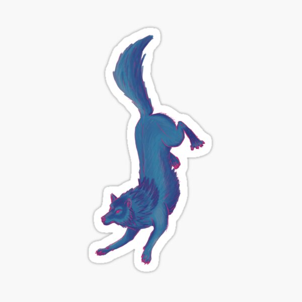 Falling Wolf Sticker