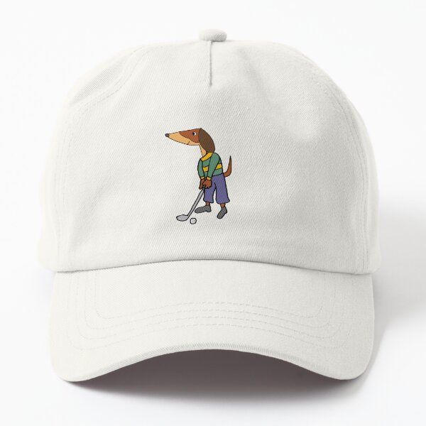 Vista previa del artículo con la obra «Perro Dachshund fresco jugando al golf de dibujos animados», diseñado y vendido por Nature's Fancy.