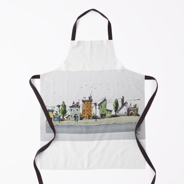 Item preview, Street scene line and wash watercolor by Nil Rocha designed and sold by NilRochaArt.