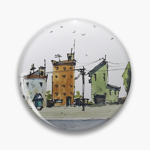 Item preview, Street scene line and wash watercolor by Nil Rocha designed and sold by NilRochaArt.
