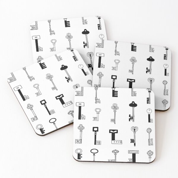 Item preview, Keys black and white pattern designed and sold by Cat Print.