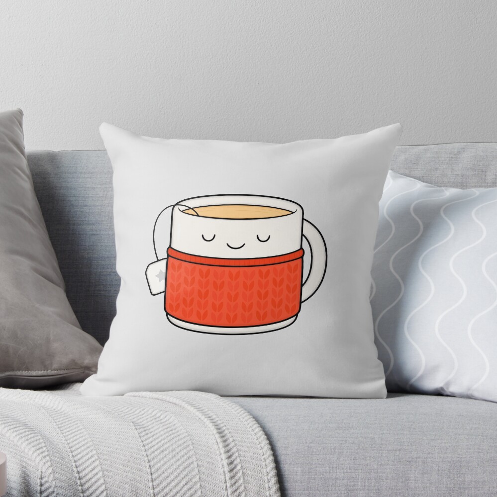 Keep warm, drink tea! Throw Pillow