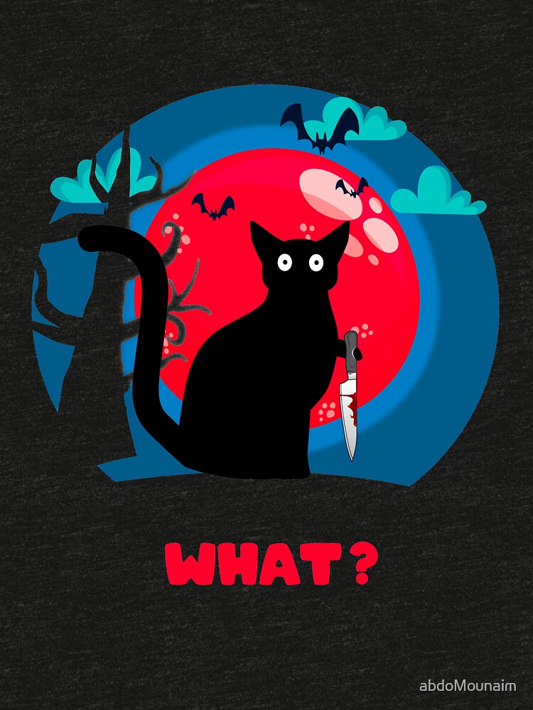 Funny Cat Murderous Black Cat With Knife Halloween Gift by abdoMounaim