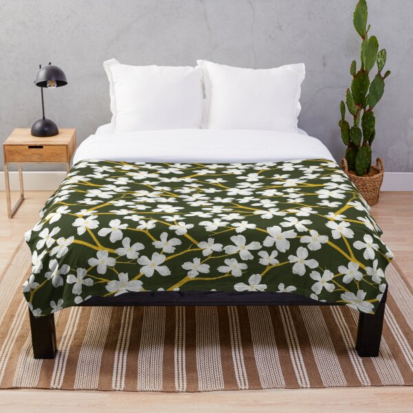 Item preview, Dogwood Blossoms on Hunter Green, Large designed and sold by bevestudio.