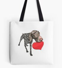 Kurzhaar with red heart Tote Bag