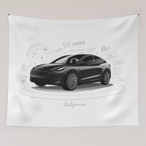 Item preview, Tesla Model Y Original Fan Art serial number: TMY001BLAW designed and sold by valrusc.