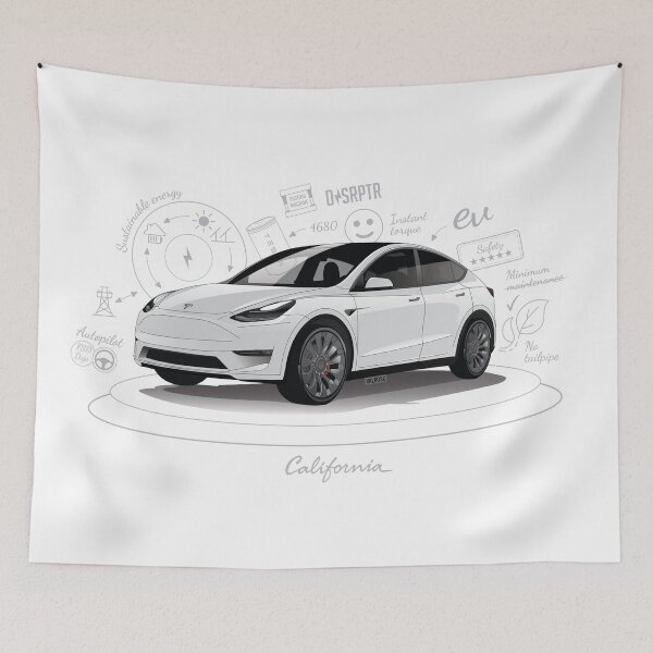 Item preview, Tesla Model Y Original Fan Art serial number: TMY001WHIW designed and sold by valrusc.