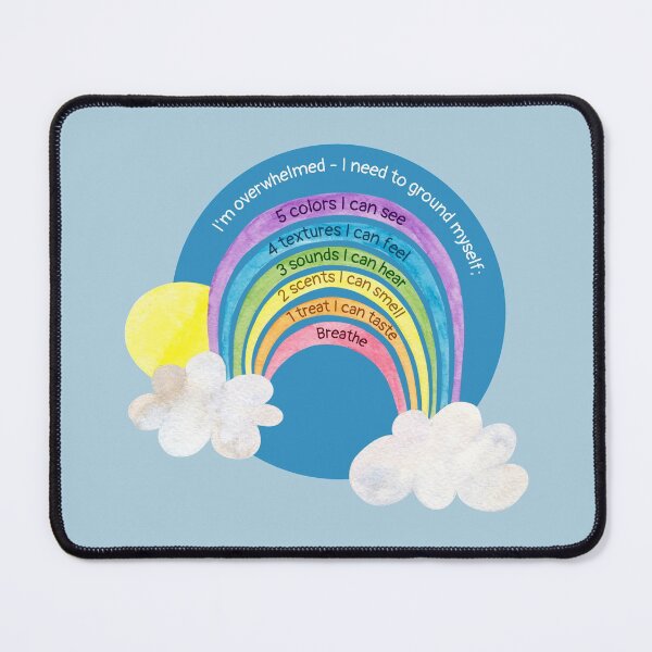 Item preview, Overwhelmed, stop and ground. Mindfulness using the five senses, grounding technique. You will get through this, you are worthy and deserving of care. designed and sold by Orianah.
