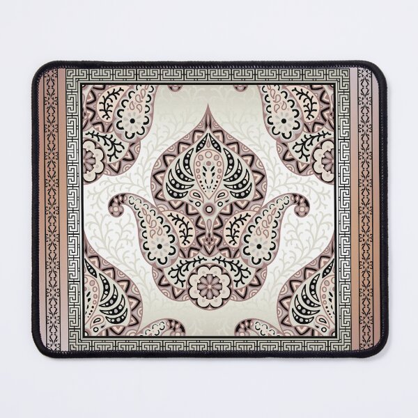 Item preview, Greek Key Border Pink Peach Black Paisley Design designed and sold by Yiorgos Designs.