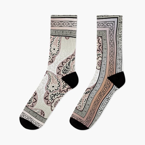 Item preview, Greek Key Border Pink Peach Black Paisley Design designed and sold by Yiorgos Designs.