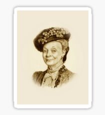 Downton Abbey, Maggie Smith Pencil Portrait, Sepia, Dowager Countess Sticker
