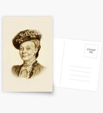 Downton Abbey, Maggie Smith Bleistift Porträt, Sepia, Witwe Gräfin Postkarten