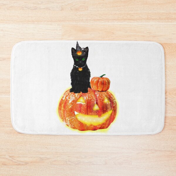 Item preview, Cute Black Kitten and Jack O Lantern Pumpkin Halloween Witch designed and sold by Jolly-Yosei.