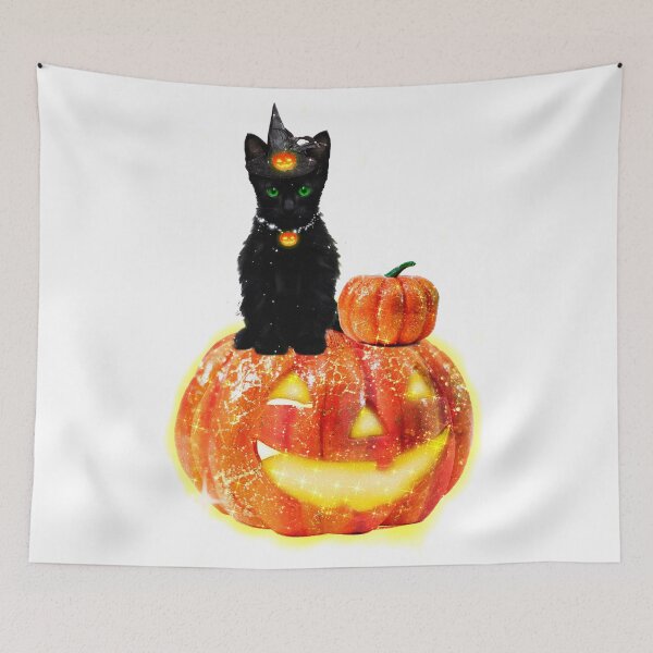 Item preview, Cute Black Kitten and Jack O Lantern Pumpkin Halloween Witch designed and sold by Jolly-Yosei.